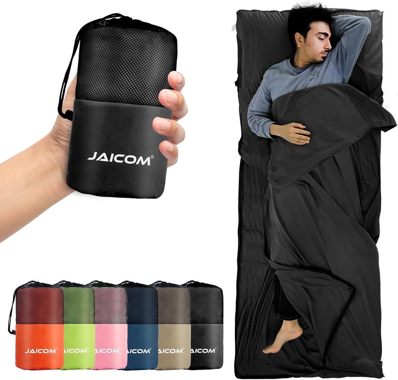 JAICOM Sleeping Bag Liner, Travel Sheets & Adult Sleep Sack, Ultralight and Portable Summer Sleeping Bag - Ideal for Backpacking, Hotels and Hostels, Business Trips, Camping - Image 1